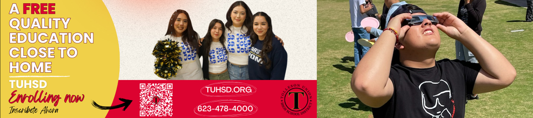 A free quality education close to home - TUHSD Enrolling now | Inscribete Ahora - tuhsd.org - 623-478-4000 | Students in the classroom