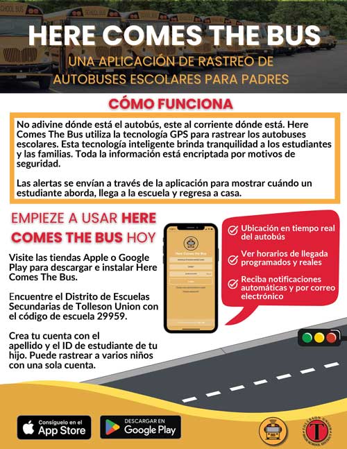 Here comes the bus Spanish flyer
