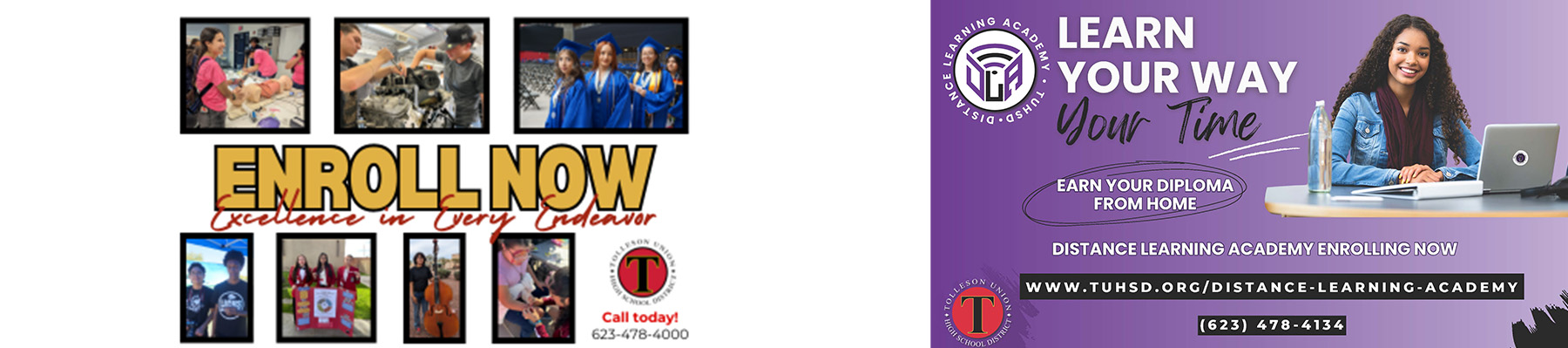 Enroll Now, Nearly 60 million in scholarships awarded, Cheerleaders smiling on the track