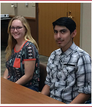 Two students pose together