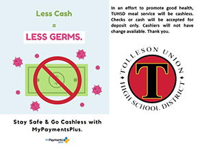 View the less cash less germs flyer.