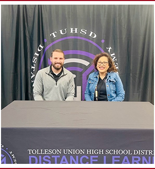 Dallas and Gabby sitting at TUHSD Distance Learning table