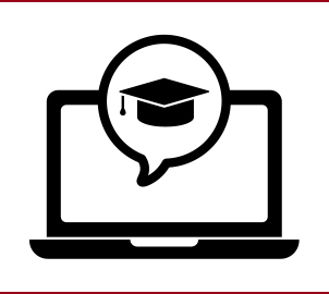 Line drawing of laptop with graduation cap